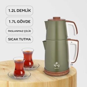 KCM336 Nihavend Çay Makinesi | 1,7l Su Isıtıcı & 1,2l Demlik | Paslanmaz Çelik | Sıcak Tutma Fonksiyonu | Enerji Tasarrufu