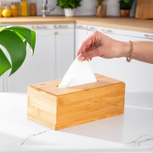 0006 Bambu Peçetelik Ahşap Dekoratif Peçetelik Masaüstü Peçetelik Peçete Düzenleyici Peçete Kutusu