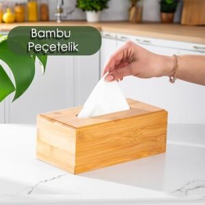 0006 Bambu Peçetelik Ahşap Dekoratif Peçetelik Masaüstü Peçetelik Peçete Düzenleyici Peçete Kutusu