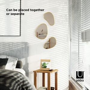Umbra Hubba Pebble Duvar Montaj Aynaları, 3'lü Set, Pirinç