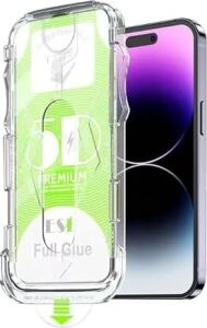 Apple iPhone 15 Ile Uyumlu Hizalama Aparatlı ve Takılırken Camın Altında Kesinlikle Toz Bırakmayan Darbelere Karşı Ekstra Güçlü Ekran Koruyucu Cam