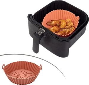 Renkli Isıya Dayanıklı Yıkanılabilir Silikon Fırın ve Airfryer Yuvarlak Model Pişirme Matı 20 cm