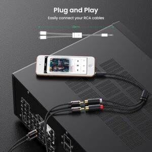 3.5mm Erkek - 2 Rca Dişi Jaklı Ses Kablosu Y Adaptörü Altın Kaplama Kulaklık Kablosu, 25CM, 10547