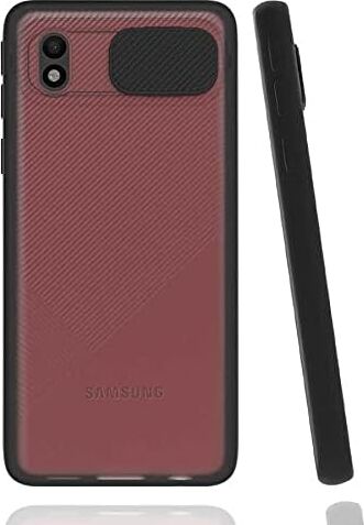 Galaxy A01 Core ile Uyumlu Kılıf Slayt Sürgülü Arkası Buzlu Lensi Kapak - Siyah