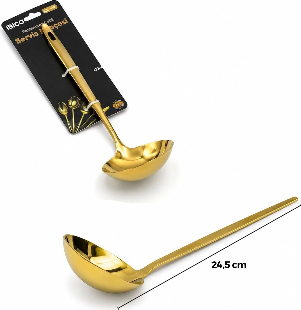 Metal Servis Kepçesi - Gold Renk - 24.5 cm