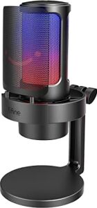 USB Mikrofonu, Ampligame Oyun Bilgisayarı Masaüstü Kondansatör, Rgb Mikrofon, Mac/bilgisayar/ps4/ps5'te Youtube, Sessiz Düğmeli, Mikrofon Kazancı, Pop Filtresi, Şok Montajı, Kulaklık Jakı-A8