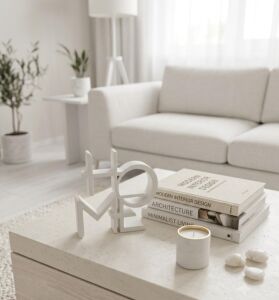 Home Yazılı 3D Baskı Dekoratif Heykel – Modern Ev Dekor Aksesuarı, Benzersiz Tasarım Beyaz