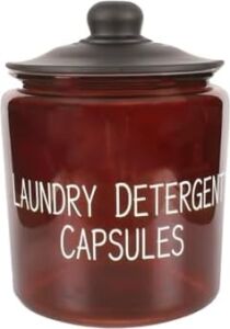 3,8 L Cam Deterjanlık Kavanoz – Amber Renk, Kapaklı “laundry Detergent Capsules” Saklama Kabı, Çamaşır Deterjan Kapsülü ve Pod Düzenleyici