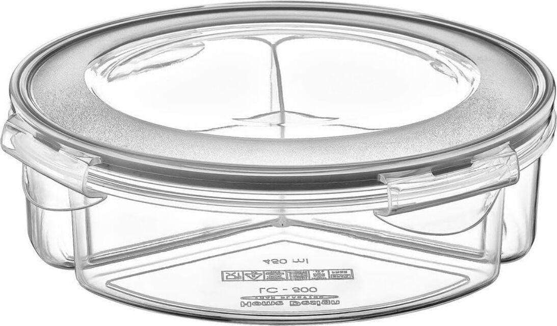 5dm-3 Bölmeli Sızdırmaz Contalı Kilitli Kapaklı 1,35 Litre Yuvarlak Erzak Saklama Kabı LC-500