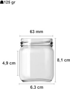 10-1000 ml Farklı Boyutlarda Kavanoz (10-1000 Arası) cc Konserve Metal Kapaklı Cam Kavanoz 6 Adet (Şeffaf, 210 Cc)