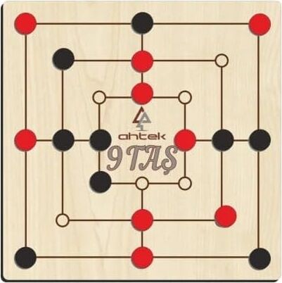 Ahşap 9 Taş Akıl, Zeka ve Strateji Oyunu (Dokuztaş, Dokuz Taş) ETİC043