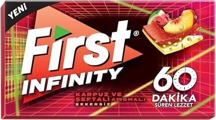 First Infinity 60 Dk Şeftali Karpuz Aromalı Şekersiz Sakız 27 gr