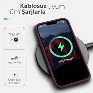iPhone Kılıf Ince Sıvı Silikon 3 Katmanlı Tam Kaplamalı Yumuşak Jel Kauçuk Kılıf Kapak (Mürdüm, iPhone 11)