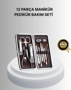 Profesyonel Tırnak Bakım Seti Çelik Aletli Şık Deri Çantalı