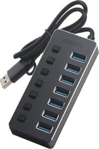 Dark Connect Master 7+1 Hızlı Şarj Adaptörlü USB Hub, USB 3.0