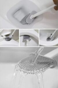 Tuvalet Fırçası Beyaz Renk Silikon Klozet Wc Banyo Küvet Temizleme Fırçası Antibakteriyel Kolay Temizlenir Delmeden Duvara Monte Ürün Boyutu: 36.5cm x 10CM x 4.1cm (Beyaz)