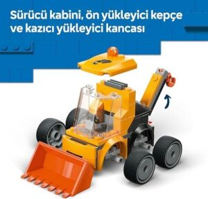 City Araçlar - Inşaat Yükleyicisi 60483 – 5 Yaş ve Üzeri Erkek ve Kız Çocuklar Için Inşaat Işçisi Minifigürü Içeren Yaratıcı Oyuncak Yapım Seti, Çocuklar Için Eğlenceli Hediye Fikri (61 Parça)