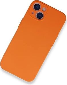 & Aksesuar iPhone 13/14 ile Uyumlu Içi Kadife Dışı Mat Yapıya Sahip Kamera Korumalı Lansman Silikon Kılıf (Turuncu)