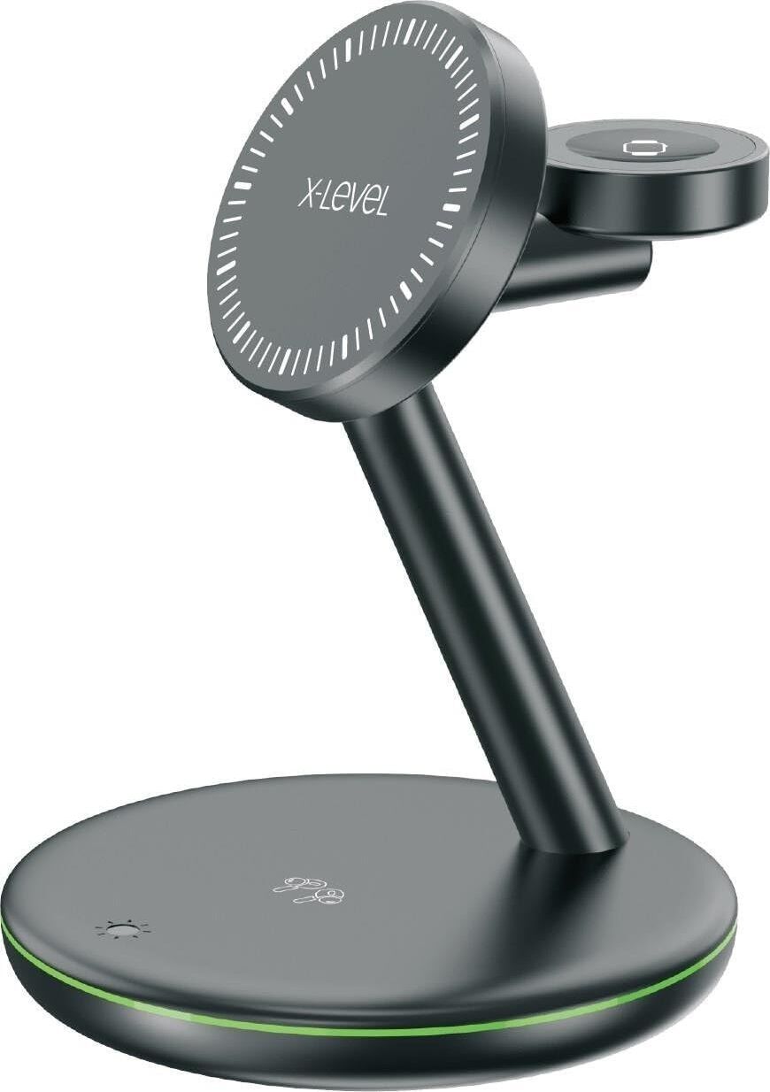 X-Level X-Multimag Iphone/apple Watch/airpods Ile Uyumlu Magsafe Özellikli 3 In 1 Kablosuz Şarj Istasyonu, 33W Hızlı Şarj, Aynı Anda 3 Cihaz Şarj Etme, Araç ve Masaüstü KULLANIM,XC4053 Siyah