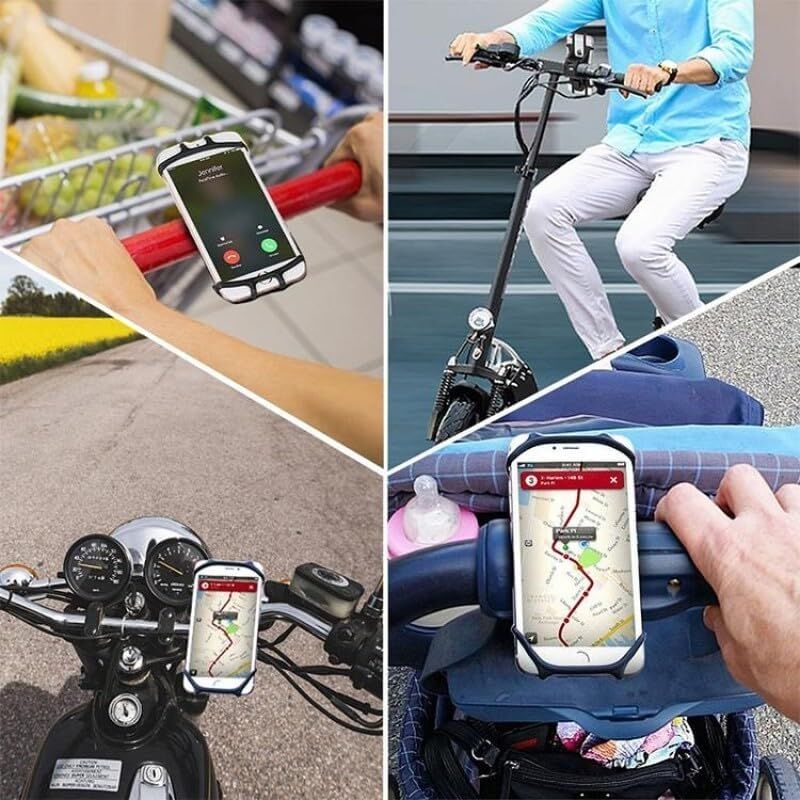 Usin Motosiklet, Mobilet, Motor, Bisiklet, Scooter Gidon Uyumlu Kauçuk Cep Telefonu Tutacağı, Siyah