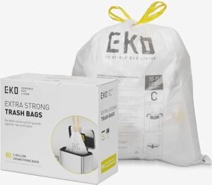 Eko Kolay Dağıtım Rulosu 80 Adet Ekstra Güçlü Ipli Küçük Çöp Torbası, 4 Galon Çöp Torbası (10-15L) 1 Paket Beyaz, Kod C