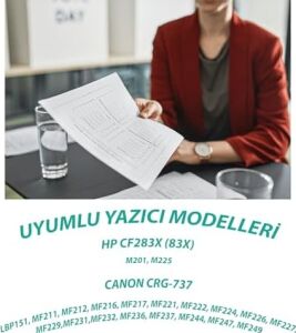 Ysy Hp M201DW M201N M201 M125 M125NW MF231 M127FN M127FW M225DN M225DW CF283X&CAN-737X 2200 Sayfa Verimli Muadil Toner (Siyah)