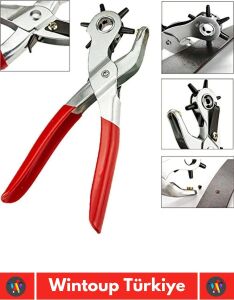 Özel Üretim Yüksek Kaliteli Delik Uç Açıcı Ayarlanabilir 6 Farklı Uçlu Metal Kemer Delme Pensesi