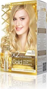 Serisi 24K Altın Parçacıklı Serum ile 1 Kutu 2 x 50 ml ve Geliştiriciler Saç Boyası (Buğday Sarısı 9.0)