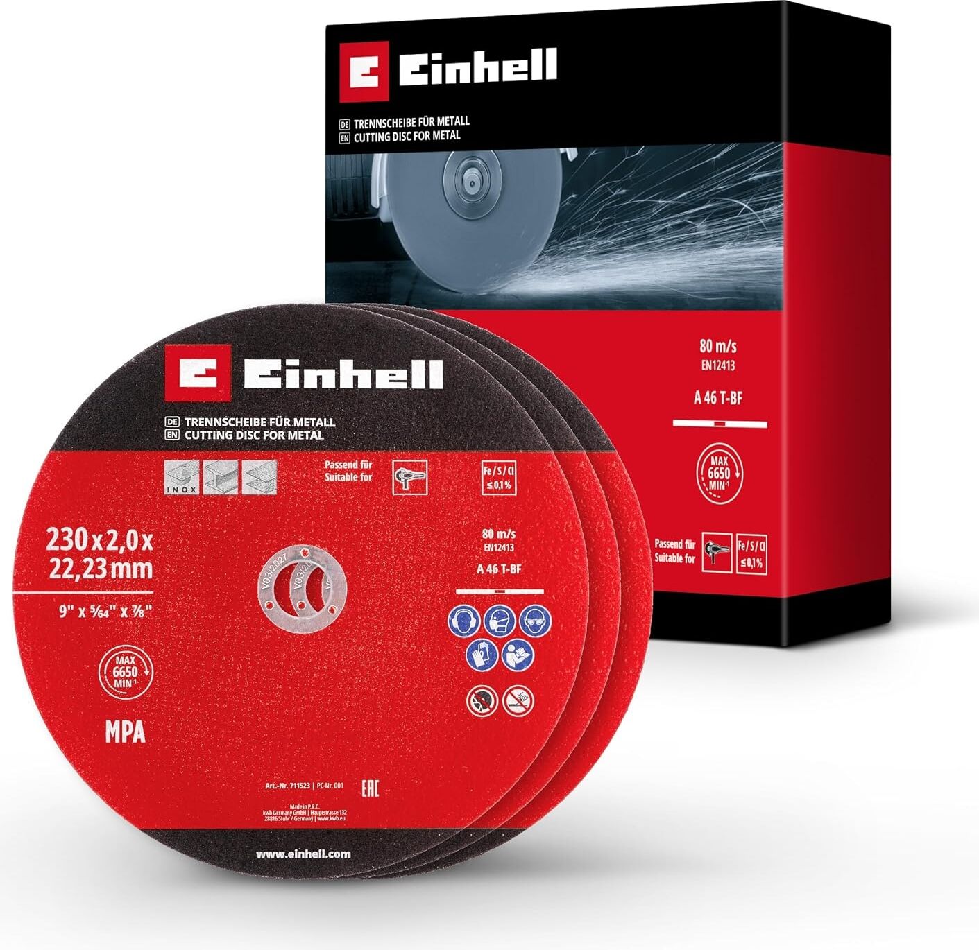 Orijinal  3 Parça Ince Metal Kesme Diski Seti, Ø 230 mm (2 mm Kalınlık, Mpa Sertifikalı, Uzun Ömürlü, Hassas ve Düşük Çapaklı Kesimler, Avuç Taşlamalar Için) - 49711523
