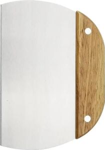 Paslanmaz Çelik Hamur Kesici ve Kazıyıcı – Ölçekli, Meşe Saplı, Ergonomik Tasarım, Mutfak Ekmek ve Pizza Hamuru Bölücü, 15.5 x 11 cm