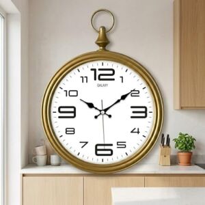 Galaxy Dekoratif Duvar Saati, Gold, 30 Cm, Sessiz Mekanizmalı, Vintage Pocket Watch Tasarımı, Salon ve Ofis Için