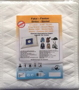 Fakir - Fantom - Sinbo - Simtel ile Uyumlu Elektrikli Süpürge Sentetik Toz Torbası (5 Adet)