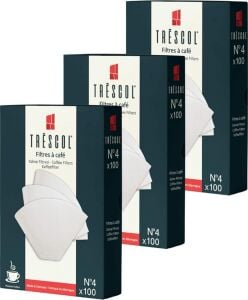 Trescol Kahve Filtresi 4 Numara (Büyük Boy) Beyaz Kağıt 3X100 300&APOS;LÜ Paket