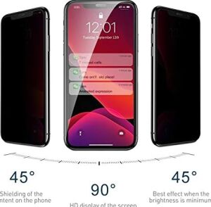 Apple iPhone 11 (6.1'') Privacy 5d Gizlilik Filtreli Cam Ekran Koruyucu Siyah