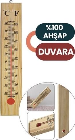 Termometre  - Ahşap Duvar Termometresi