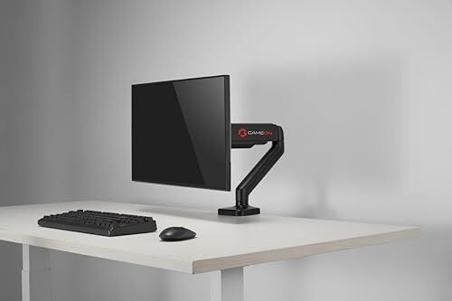 Gameon GO-5336 Single Monitor Arm, Gas Spring-Assisted Adjustable Stand, Fits 43 To 81 cm Screens, 9 kg Load, Free-Tilt Design With Cable Management And Keyhole Mounting System - Black