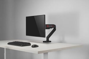 Gameon GO-5336 Single Monitor Arm, Gas Spring-Assisted Adjustable Stand, Fits 43 To 81 cm Screens, 9 kg Load, Free-Tilt Design With Cable Management And Keyhole Mounting System - Black