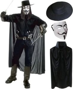V For Vendetta Maskesi Şapka Pelerin Seti