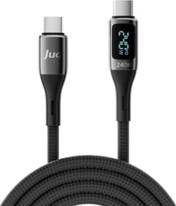 240W Dijital LED Ekranlı E-Mark Çipli Pd 3.1 USB Type-C To Type-C Hızlı Şarj ve Data Kablosu 2 Metre
