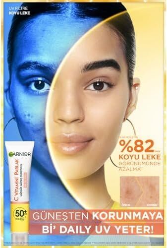 C Vitamini Parlak Günlük Güneş Koruyucu Fluid Yüz Kremi Işıltılı Doku SPF50, 40 ml