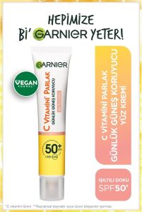 C Vitamini Parlak Günlük Güneş Koruyucu Fluid Yüz Kremi Işıltılı Doku SPF50, 40 ml