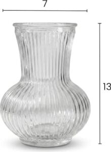 Pure Model El Yapımı Üfleme Cam Küçük Vazo - Şeffaf Optikli Dekoratif Çiçeklik 13X7 cm