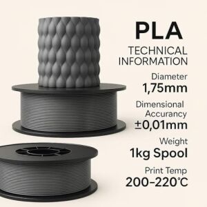 Pla+ Filament 1.75MM 1 kg - Gri