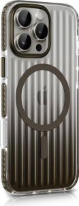iPhone 15 Pro Için Elite Serisi Magsafe ile Uyumlu Arkası Yarı Saydam Parmak Izi Tutmayan ve Çizilmeyen Polikarbonat Kenarları Yumuşak Silikon Kılıf (Natural Titanium, 15 Pro)