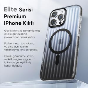 iPhone 15 Pro Için Elite Serisi Magsafe ile Uyumlu Arkası Yarı Saydam Parmak Izi Tutmayan ve Çizilmeyen Polikarbonat Kenarları Yumuşak Silikon Kılıf (Natural Titanium, 15 Pro)