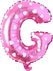 G Harfi 16 Inç Pembe Kalpli Renk Folyo Balon 36 cm (Pembe)