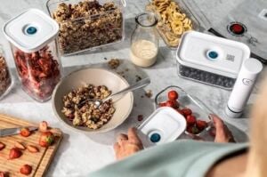 Fresh & Save Cube Vakumlu Saklama Kabı 3m, 21 Santimetre, Şeffaf Akdeniz Mavisi