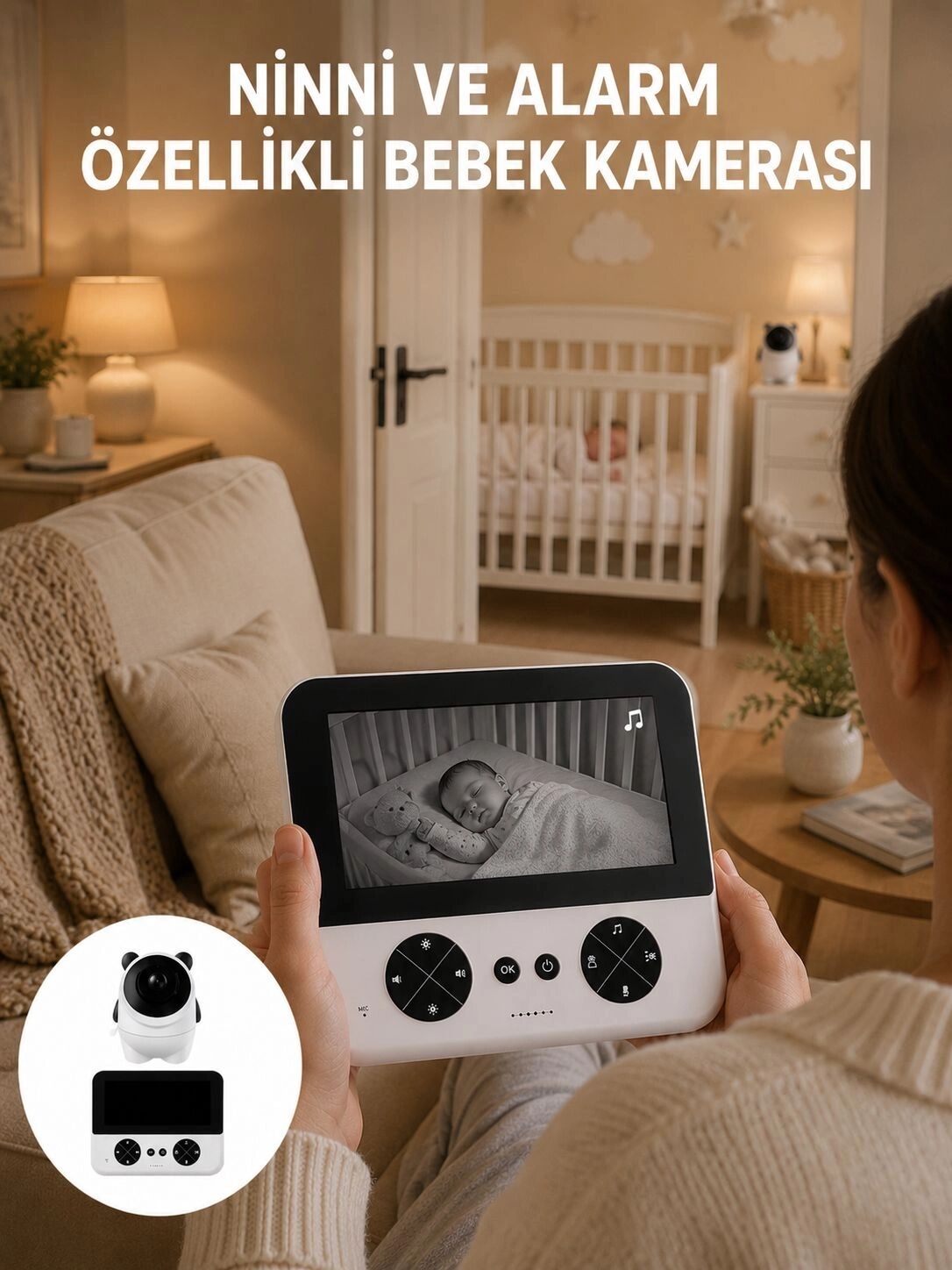 Uzaktan Kontrollü Hd Bebek Kamerası Zoom ve Sıcaklık Sensörlü Yeni Nesil
