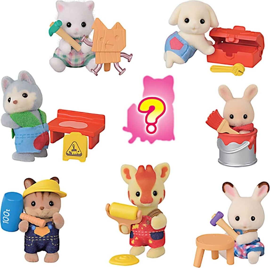 Epoch Bebek Minifigür Minik Ustalar Serisi, Çok Renkli, Plastik, Inşaat Temalı, Sylvanian Families