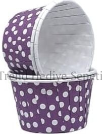 Trend Hediye Sepeti 50'li Mor Puantiyeli Muffin Kek Kalıbı, Kek Kapsülü Cupcake Kalıbı, Airfryer Uyumlu